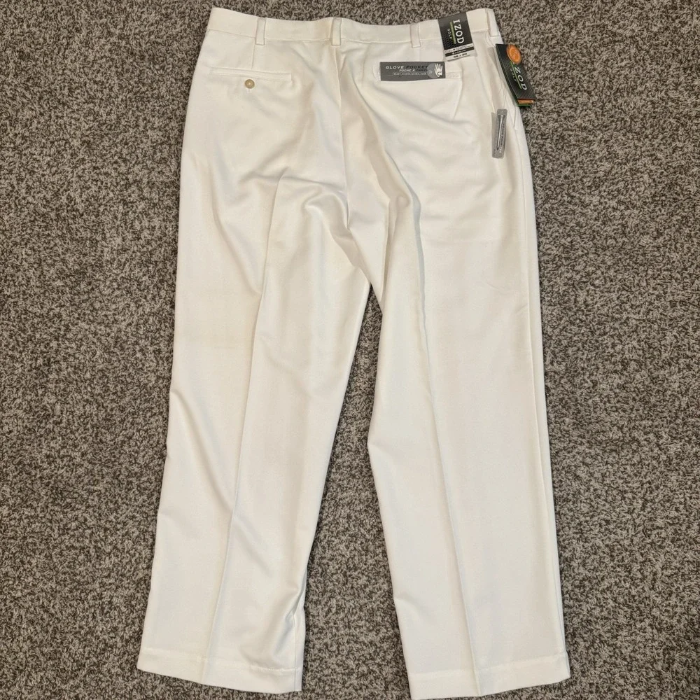 IZOD Golf Pants Cool FX Moisture Wicking Glove Pocket White 38x30 - Picture 3 of 6